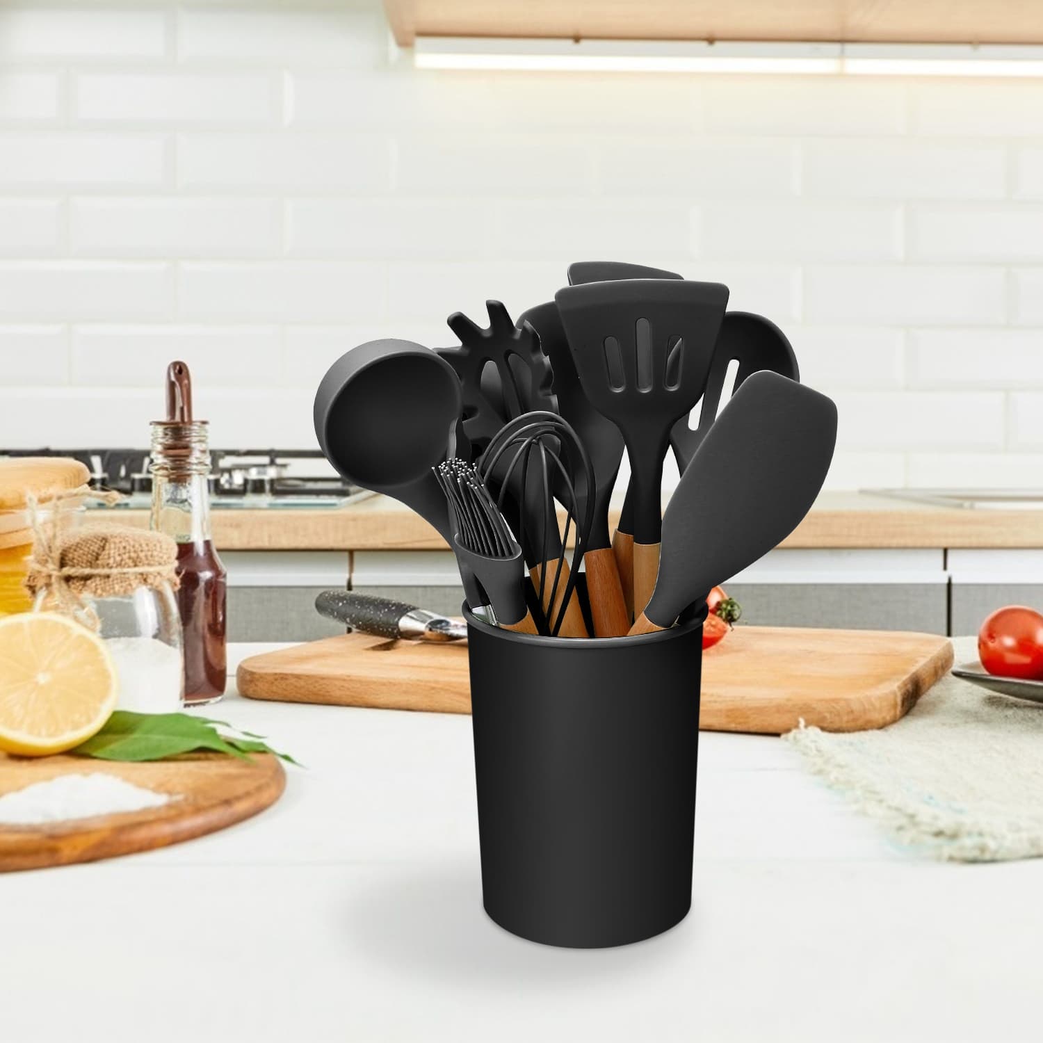 11-Piece Silicone & Wood Utensil Set
